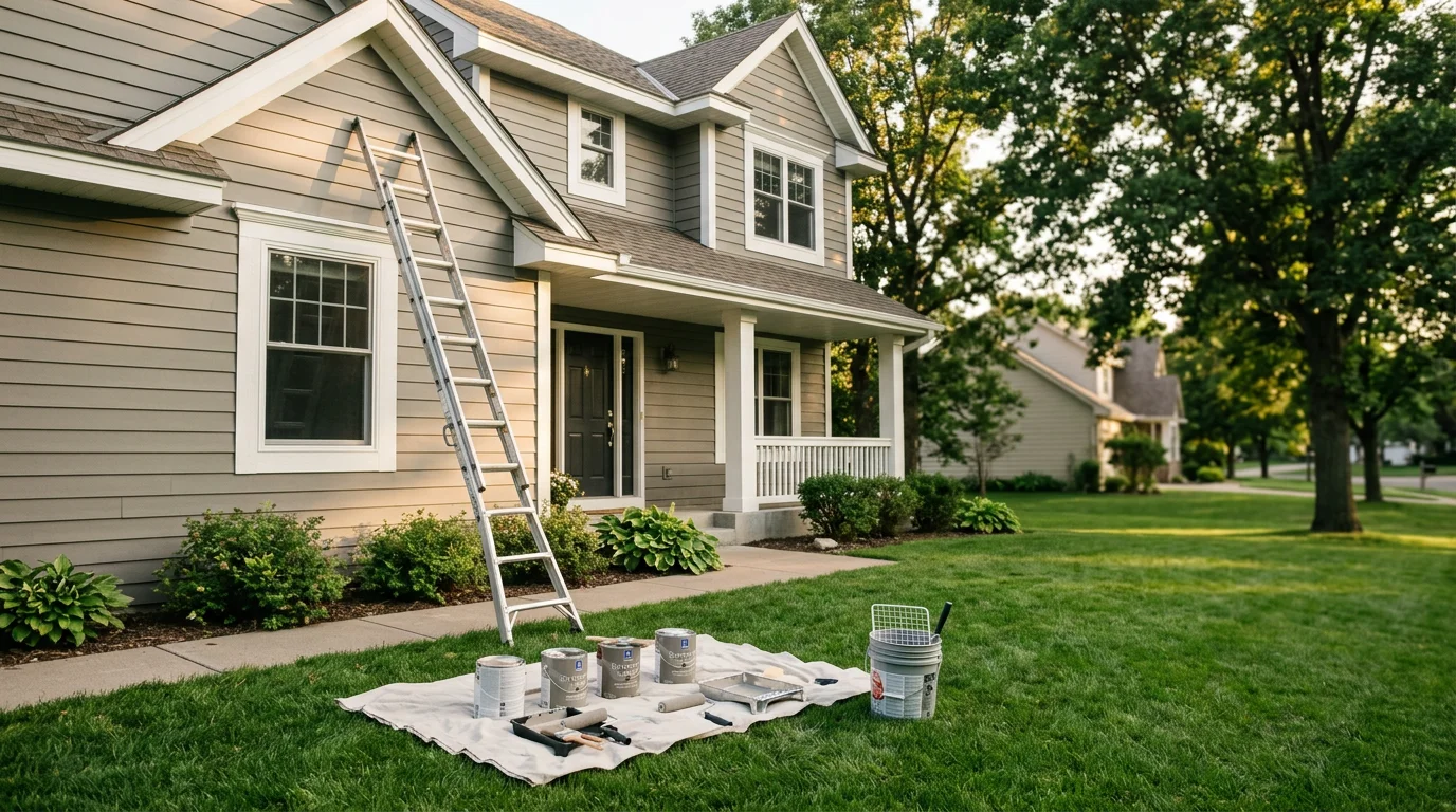 Professional painter applying interior wall paint in a residential home